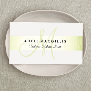 Elegant Monogram Modern Faux Lime Green Foil Business Card