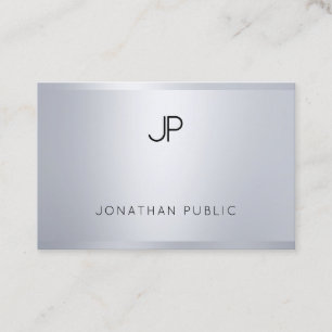 Elegant Monogram Modern Glamour Silver Look Trendy Business Card