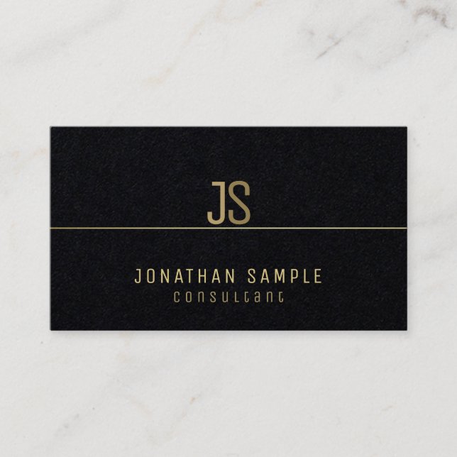 Elegant Monogram Modern Gold Name Elite Template Business Card (Front)