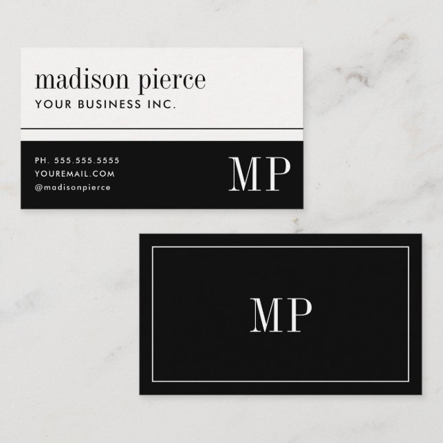 Elegant Monogram Modern Minimalist Business Card (Front/Back)