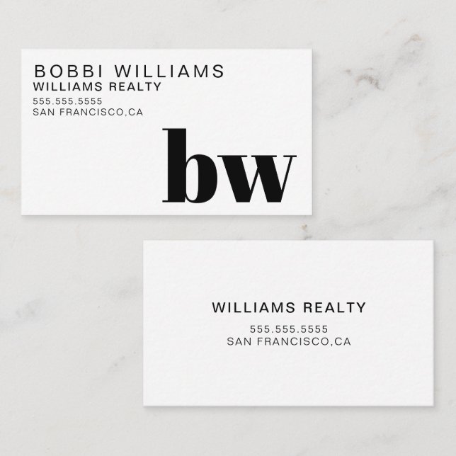 Elegant Monogram Modern Minimalist Business Card (Front/Back)