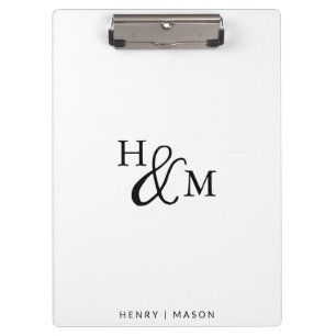 Elegant Monogram Modern Minimalist Clipboard