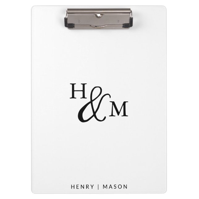 Elegant Monogram Modern Minimalist Clipboard (Front)
