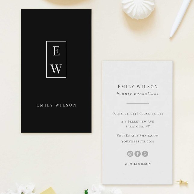 Elegant Monogram Modern Minimalist Professional Business Card (Creator Uploaded)