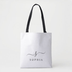 Elegant Monogram Modern Minimalist Tote Bag