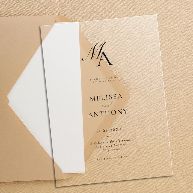 Elegant Monogram Modern Minimalist Wedding Acrylic Invitations (Creator Uploaded)