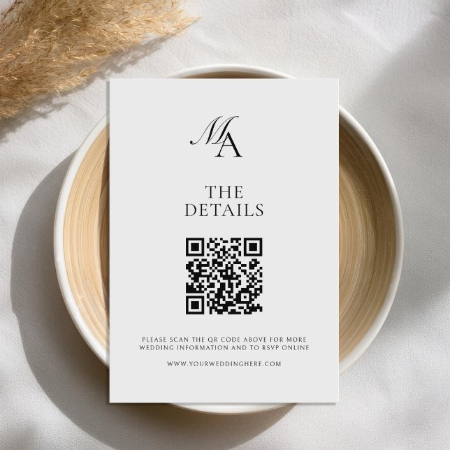 Elegant Monogram Modern Minimalist Wedding Enclosure Card (Creator Uploaded)