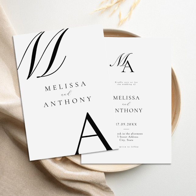 Elegant Monogram Modern Minimalist Wedding Invitation (Creator Uploaded)