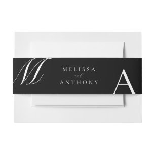 Elegant Monogram Modern Minimalist Wedding Invitation Belly Band