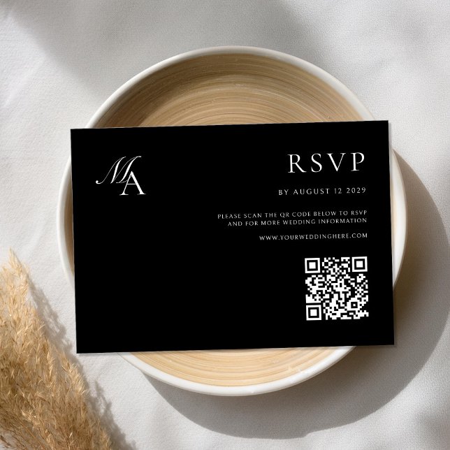 Elegant Monogram Modern Minimalist Wedding RSVP Card (Creator Uploaded)