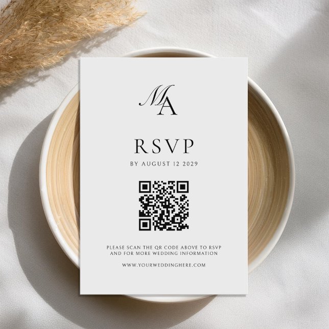 Elegant Monogram Modern Minimalist Wedding RSVP Card (Creator Uploaded)