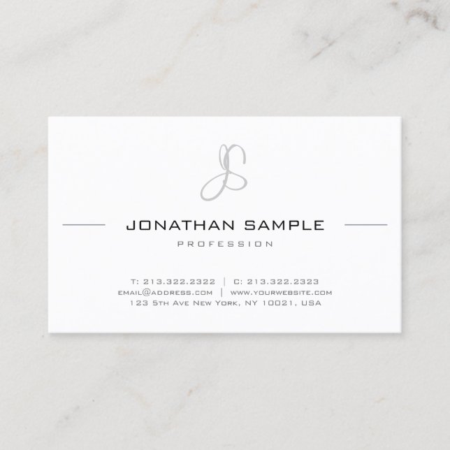 Elegant Monogram Modern Simple Chic Professional Business Card (Front)