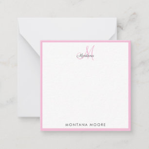 Elegant Monogram Modern Simple Girly Pink Card