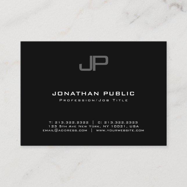Elegant Monogram Modern Trendy Minimalistic Plain Business Card (Front)