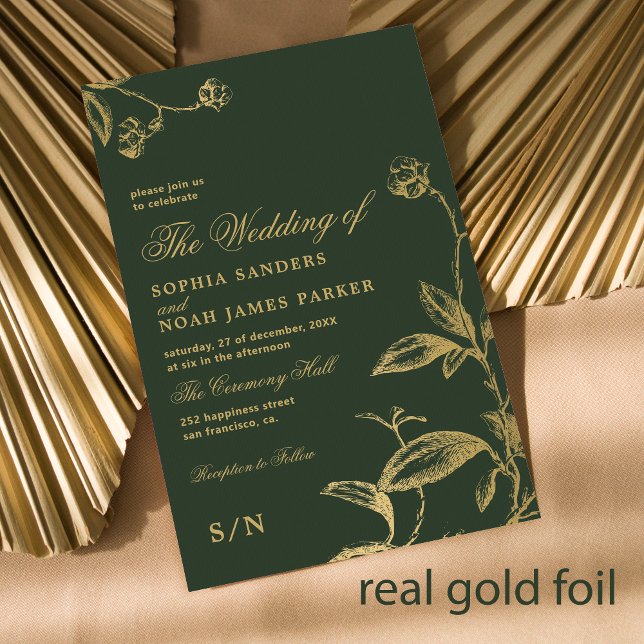 Elegant monogram modern wedding dark green gold (Creator Uploaded)