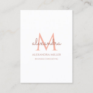 Elegant Monogram Name Blush Pink White Business Card