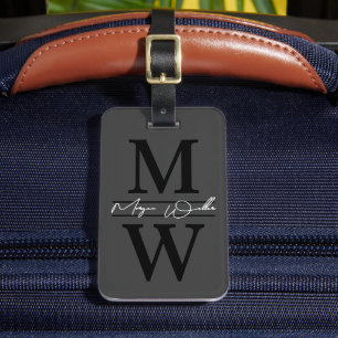 Elegant Monogram Name Luggage Tag