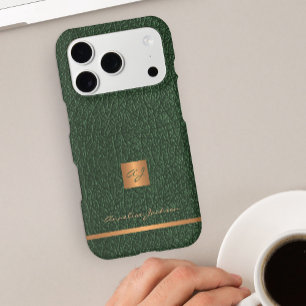 Elegant monogram name personalised dark green gold