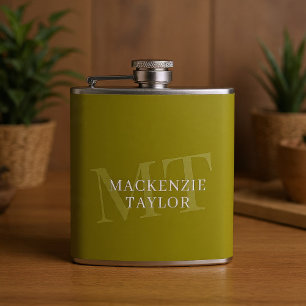 Elegant Monogram Name Personalized Text Hip Flask