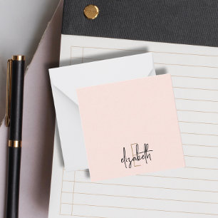 Elegant Monogram Name Pink Gold Script Card
