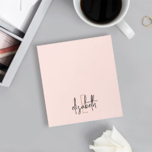 Elegant Monogram Name Pink Gold Script Notepad
