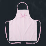 Elegant Monogram Name Pink Stripe Apron<br><div class="desc">Add a touch of elegance to everyday cooking and baking with this feminine personalized apron. Featuring a soft pink and white striped background, this stylish apron is beautifully finished with your initial and name in a fancy script font, creating a timeless and sophisticated look. Perfect for home cooks, bakers, entertainers,...</div>