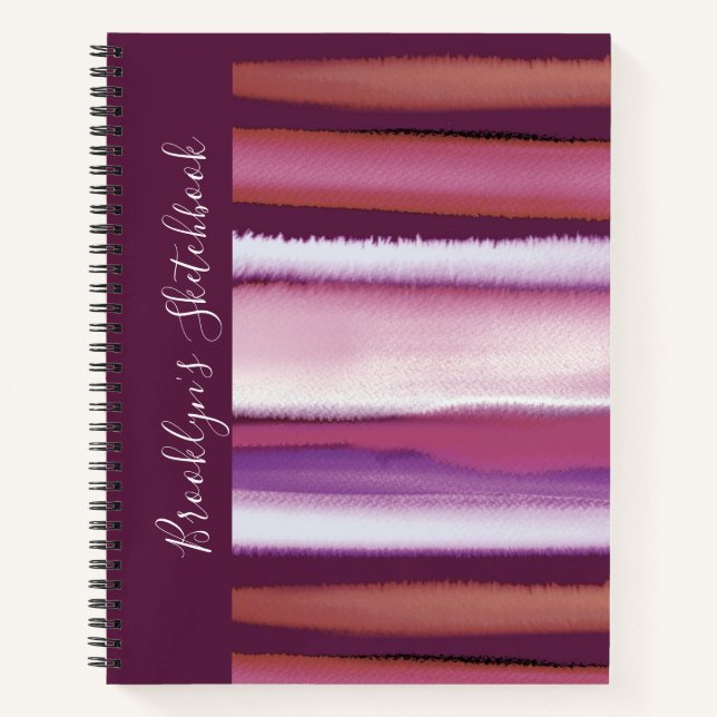 Elegant Monogram Name Purple Artist Sketchbook Notebook (Front)