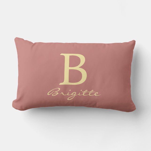 Elegant Monogram Name Script Letter B Template Top Lumbar Cushion (Front)