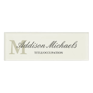 Elegant Monogram Name Tag
