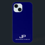 Elegant Monogram Name Template Navy Blue Trendy iPhone 15 Case<br><div class="desc">Navy Blue And White Customisable Template Modern Elegant Monogram Phone Cases & Accessories / iPhone Cases / Apple iPhone 15 Cases.</div>