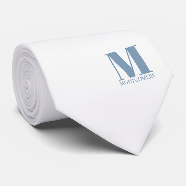 Elegant Monogram + Name Wedding Tie (Rolled)