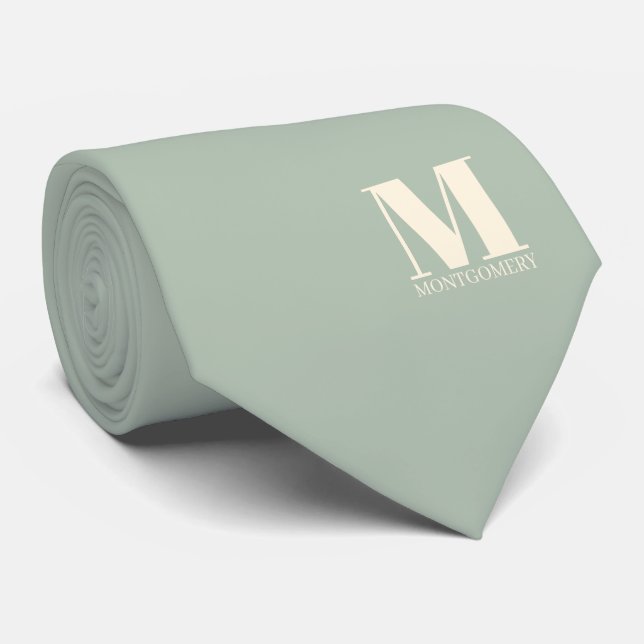 Elegant Monogram + Name Wedding Tie (Rolled)