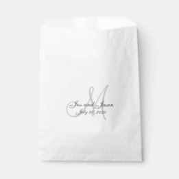 Elegant Monogram Names Thank You Wedding Favour Bags