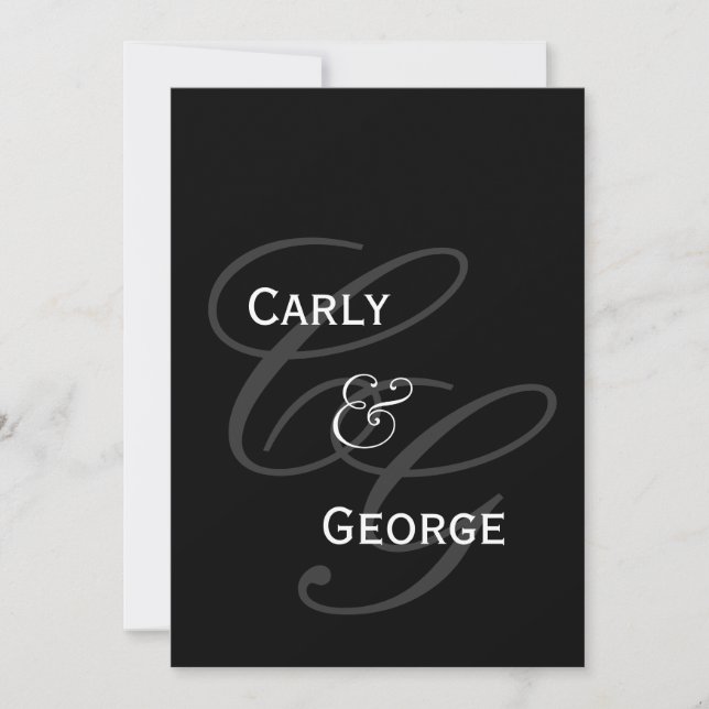 Elegant Monogram & Names Wedding Invitation Back (Front)