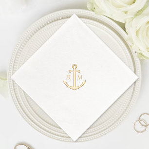 Elegant Monogram Nautical Anchor Wedding Foil Napkins