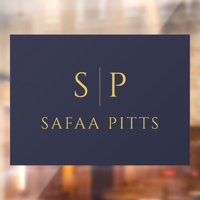 Elegant Monogram Navy Blue & Gold Minimalist  (Sheet 2)