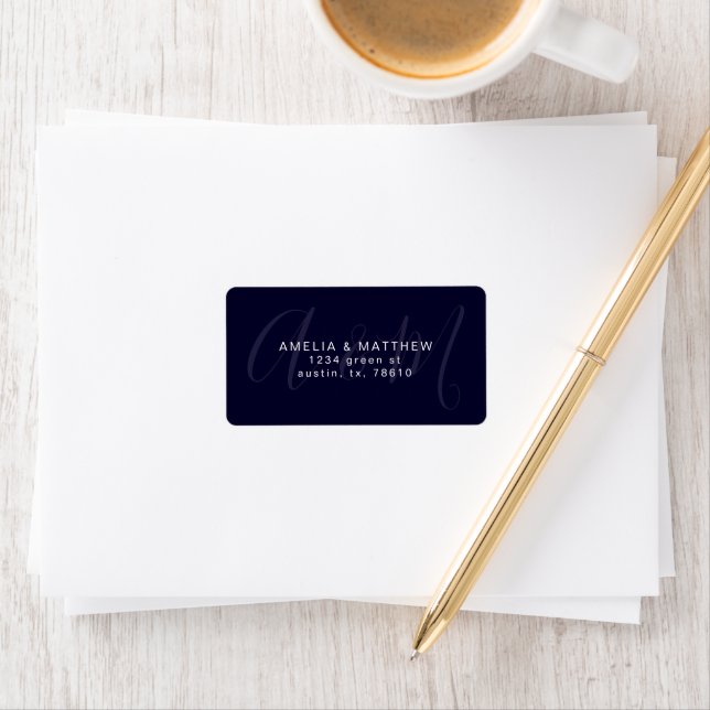 elegant monogram navy return address label (Insitu)