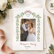 Elegant monogram Newly wed Holiday