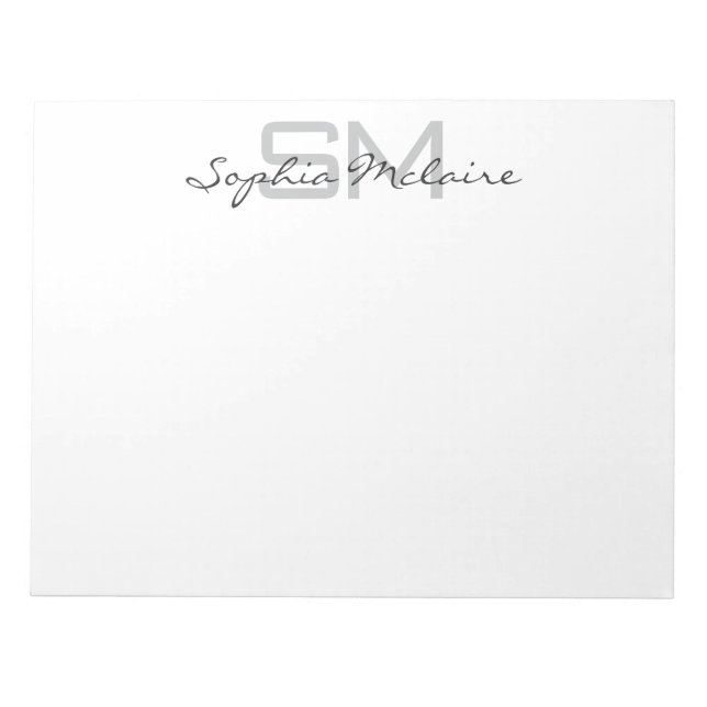 Elegant Monogram Notepad with Personalised Script  (Front)