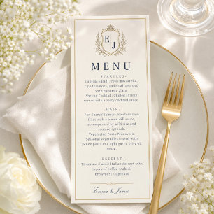 Elegant Monogram Old Money Wedding Dinner Menu