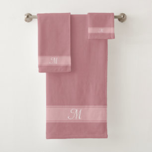 Elegant Monogram on Dusty Rose Pink Shades Bath Towel Set