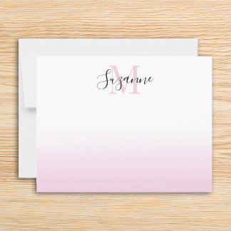 Elegant Monogram Pale Pink Ombre Card