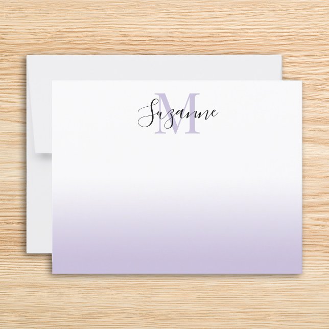Elegant Monogram Pale Purple Ombre Card (Elegant Monogram Pale Purple Ombre Note Card)