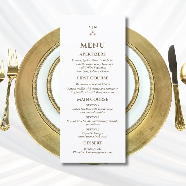 Elegant Monogram Pearl Christian Wedding Menu (Creator Uploaded)