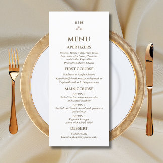 Elegant Monogram Pearl Wedding Menu