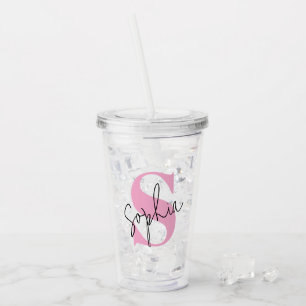 Elegant Monogram Personalised Acrylic Tumbler