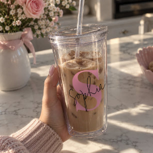 Elegant Monogram Personalised Acrylic Tumbler