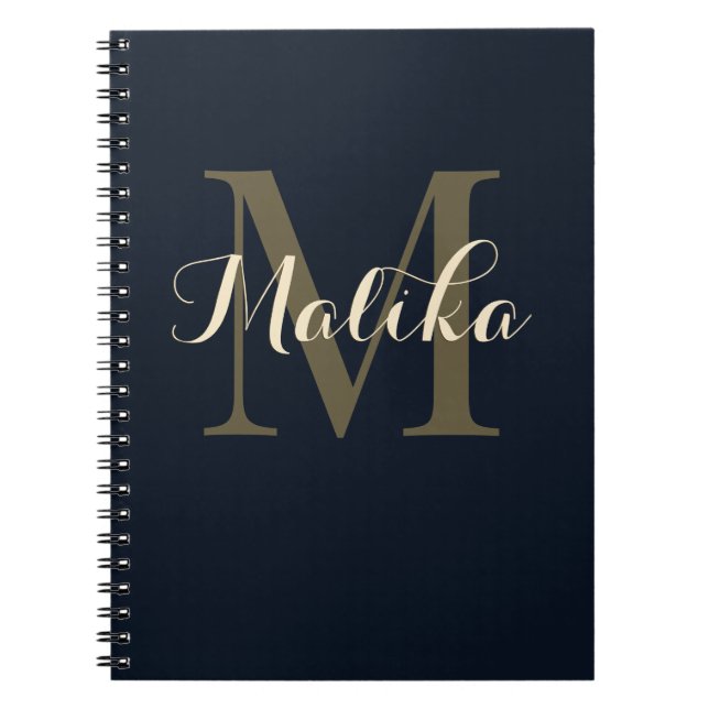 Elegant Monogram Personalised Spiral Notebook  (Front)