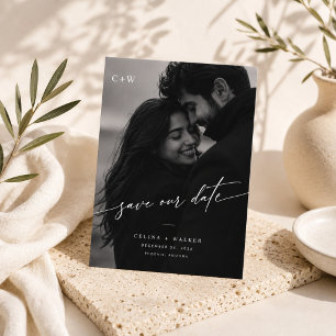 Elegant Monogram Photo Save The Date Card.