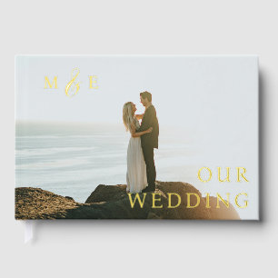Elegant Monogram Photo Wedding Foil Guest Book